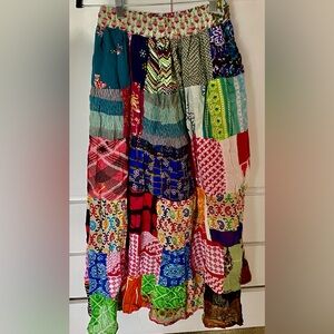 Bohemian Patchwork Maxi Skirt - Multicolor